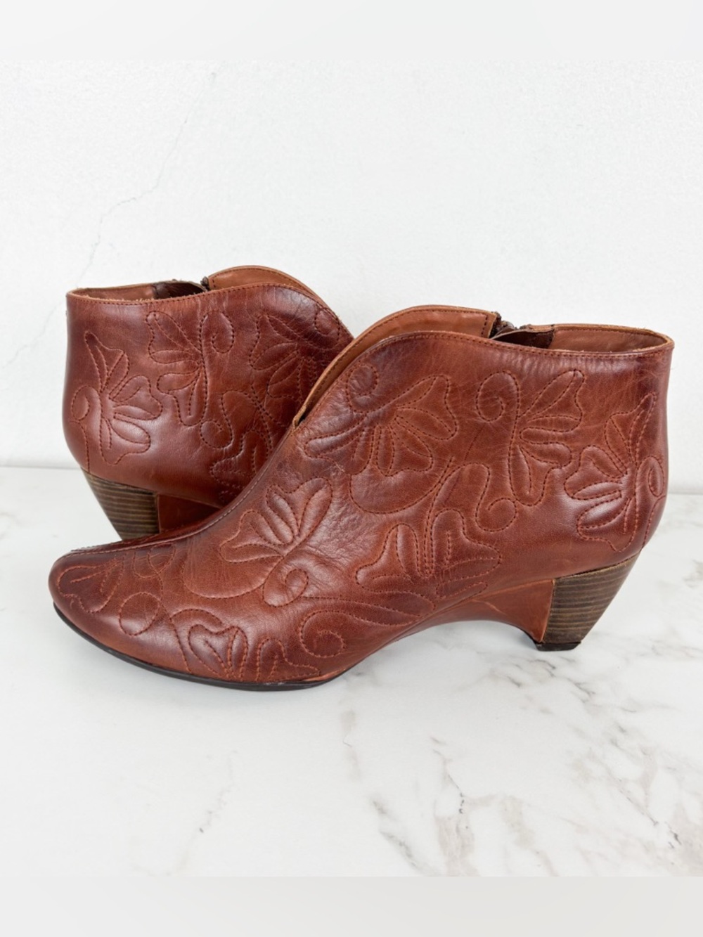 Pikolinos Cuero Embroidered Leather Booties Sz 38 (7.5)